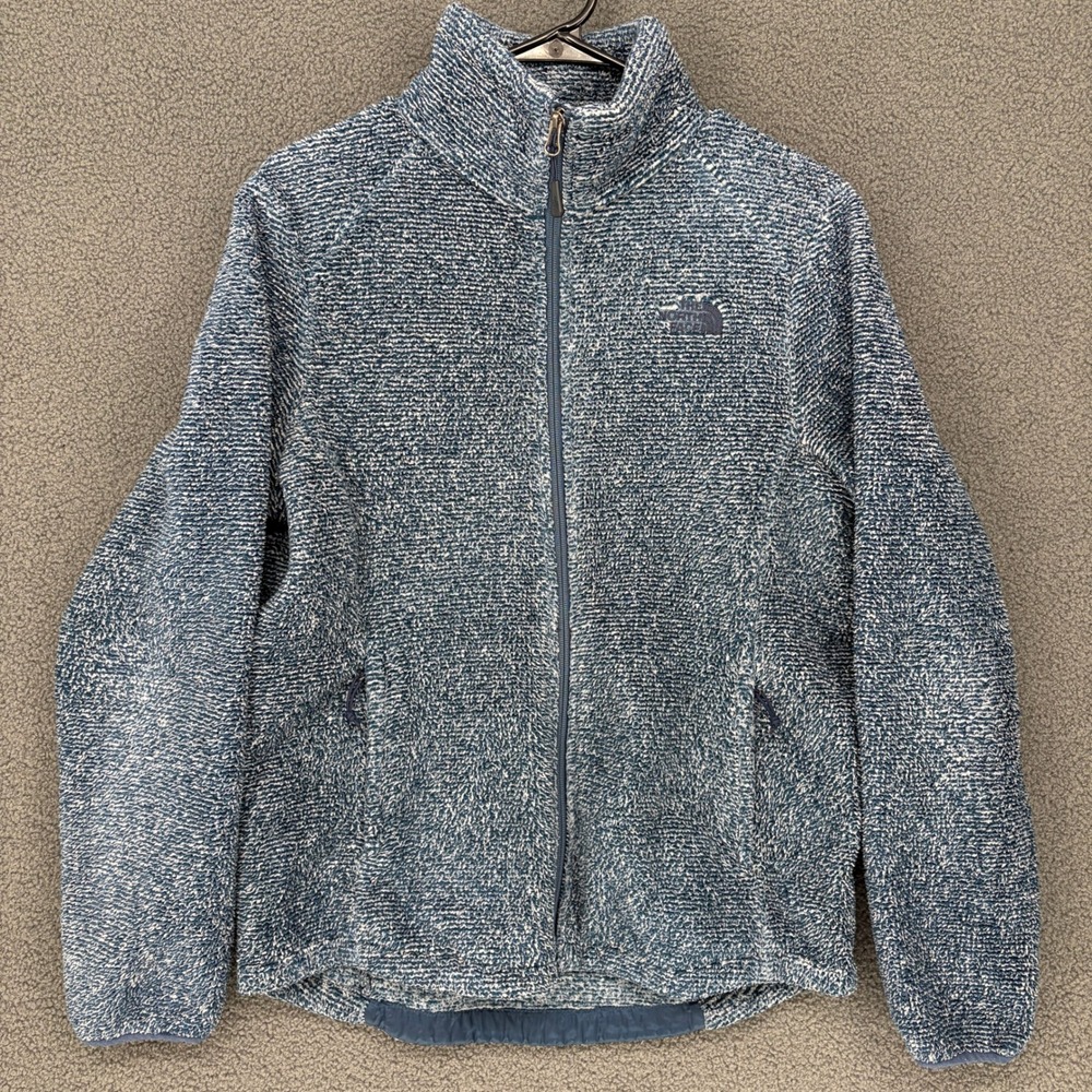 The North Face Womens Blue Marled Full Zip High Pile Fleece Jacket M Medium